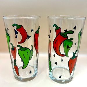 Vintage Libbey Chili Pepper Glasses - Set of 2
